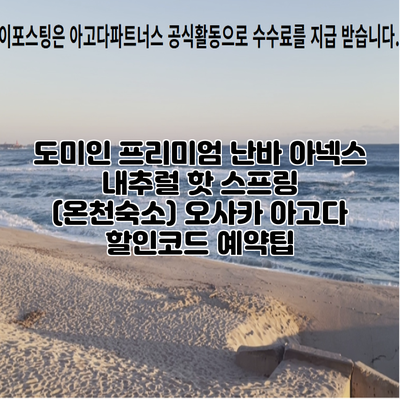도미인 프리미엄 난바 아넥스 내추럴 핫 스프링 (온천숙소) 오사카 아고다 할인코드 예약팁